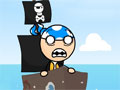 Jogo Pirate Launch, Infelizmente o grande navio do pirata afundou e agora ele esta precisando da sua ajuda para conseguir dinheiro e assim comprar novos equipamentos, atire ele com um canhão o mais longe que você conseguir e sempre recolhendo as moedas que estiver no caminho.